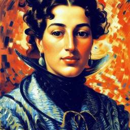 Artistic profile picture in the style of Boccioni for female