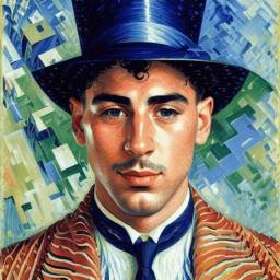 Artistic profile picture in the style of Boccioni for male